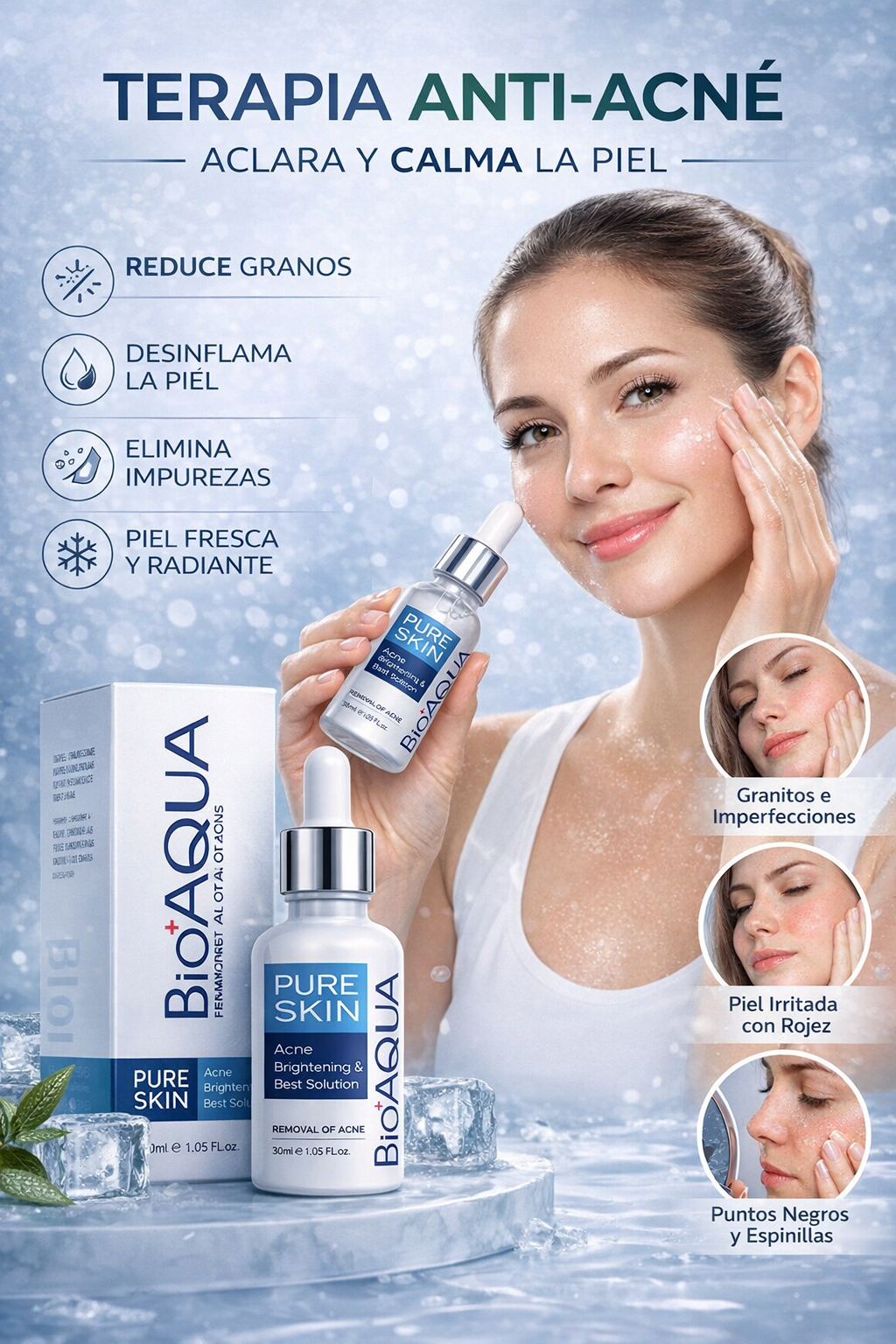 ICE ROLLER + SERUM  ANTIACNE  BIOAQUA